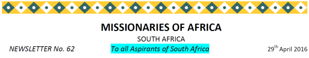 Newsletter South Africa No 62 title