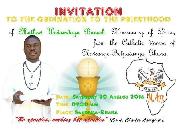 Invitation card Ordination Mathew Banseh
